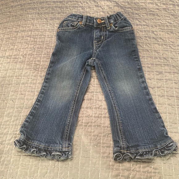 Place Dark Wash Ruffle Flare Jeans. 24 Months. - Picture 2 of 6